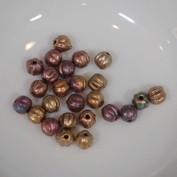 Melon Czech Glass Beads Matte Mixed Metallic 4mm - Humpday Beads