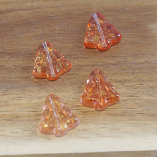 Premium Glass Tree Beads, Transparent Orange, 16mm, 4pcs