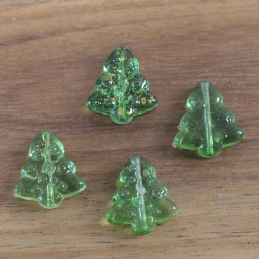 Premium Glass Tree Beads, Transparent Spring Green, 16mm, 4pcs