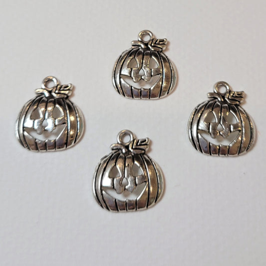 Jack O Lantern Pumpkin Silver Metal Charms