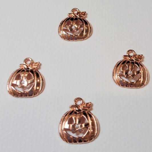 Jack O Lantern Pumpkin Copper Metal Charms