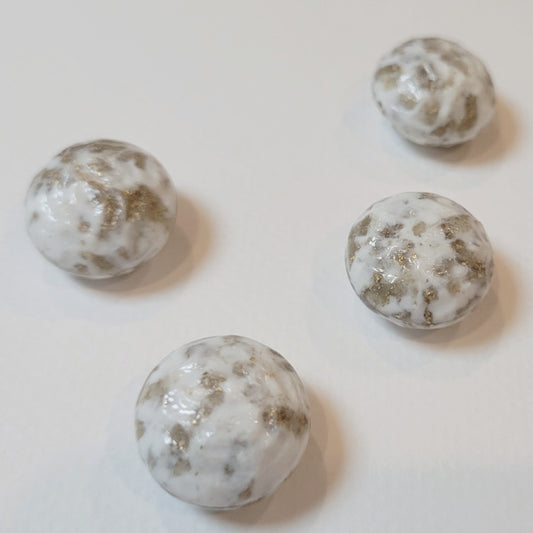 White Vintage Faux Moonrock Lozenge Beads