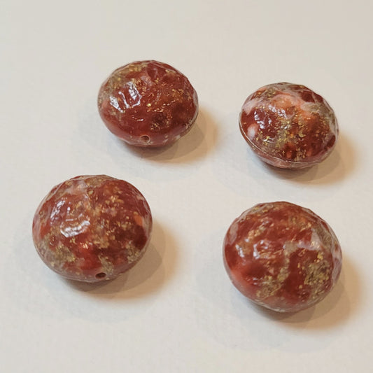 Dark Red Vintage Faux Moonrock Lozenge Beads