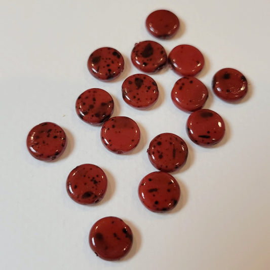 Brick Red Picasso 9mm Round Disc Czech Beads