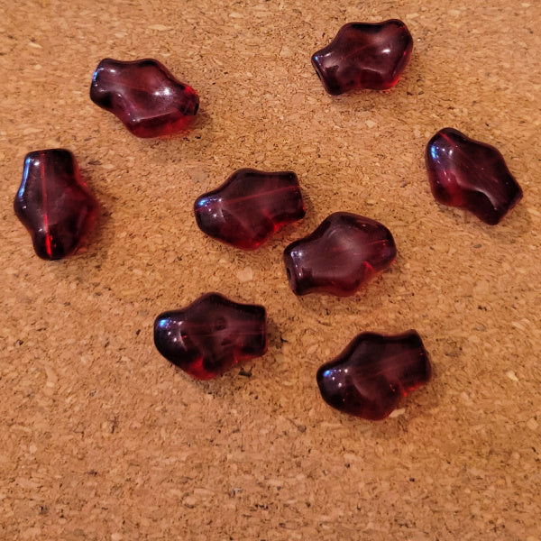 Vintage Burgundy Acrylic Sculpted Nugget Beads – 11x15mm, 8 pc