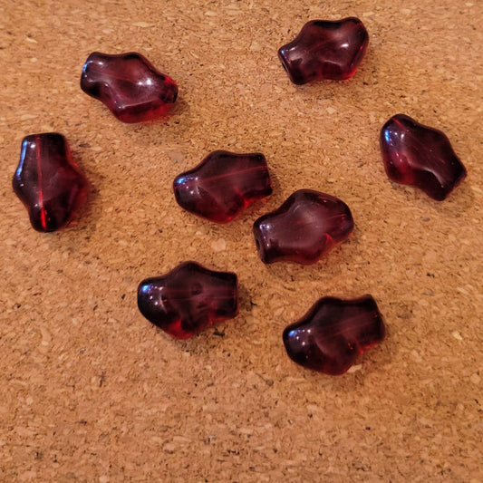 Vintage Burgundy Acrylic Sculpted Nugget Beads – 11x15mm, 8 pc