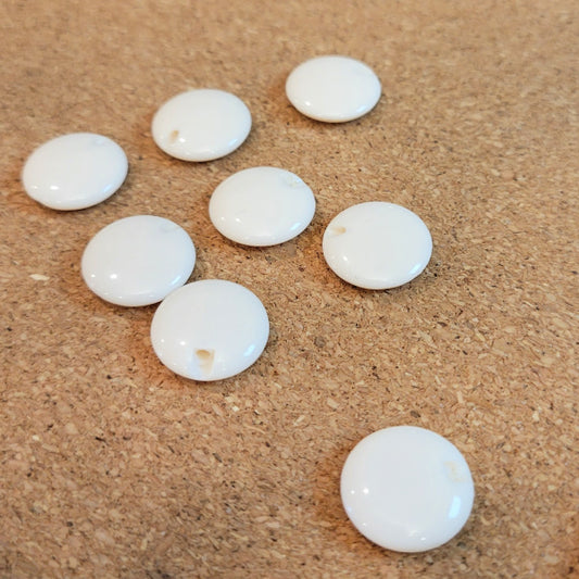 Vintage Eggshell Lucite Flat Round Beads, Edge-Drilled, 15mm, 8pcs