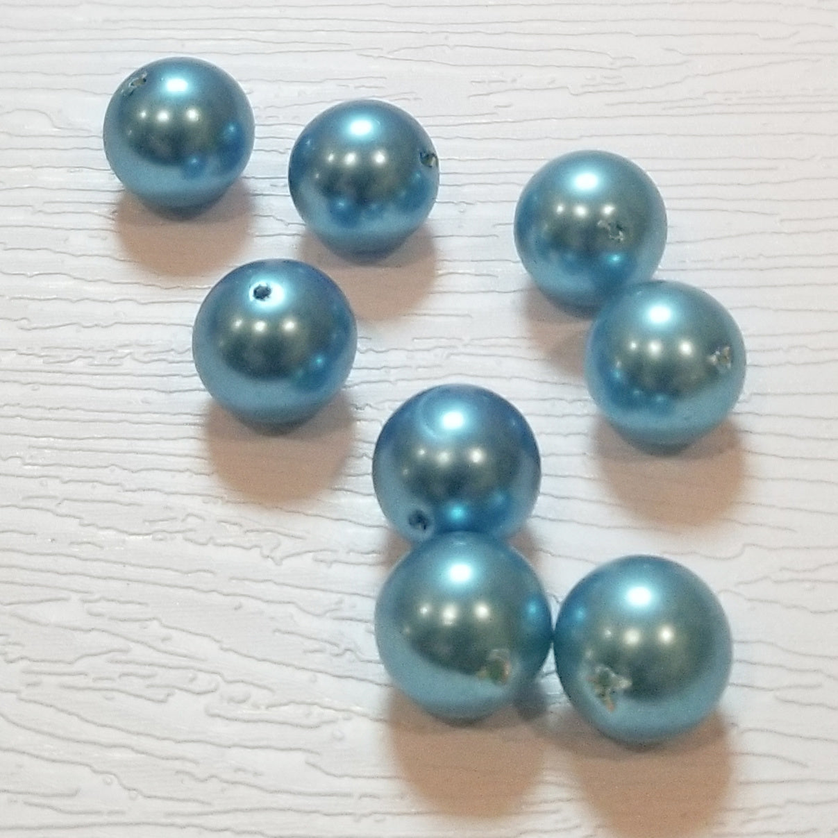 12mm Sky Blue Vintage Pearl Plastic Round Beads