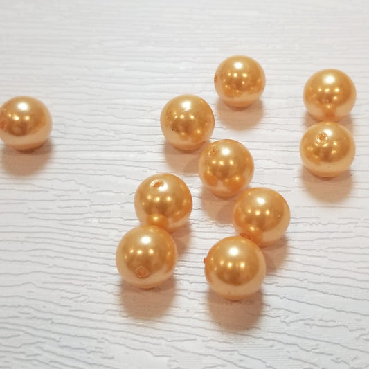 10mm Golden Peach Vintage Pearl Plastic Round Beads,