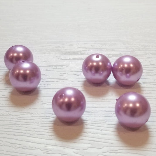 16mm Lavender Purple Vintage Pearl Plastic Round Beads