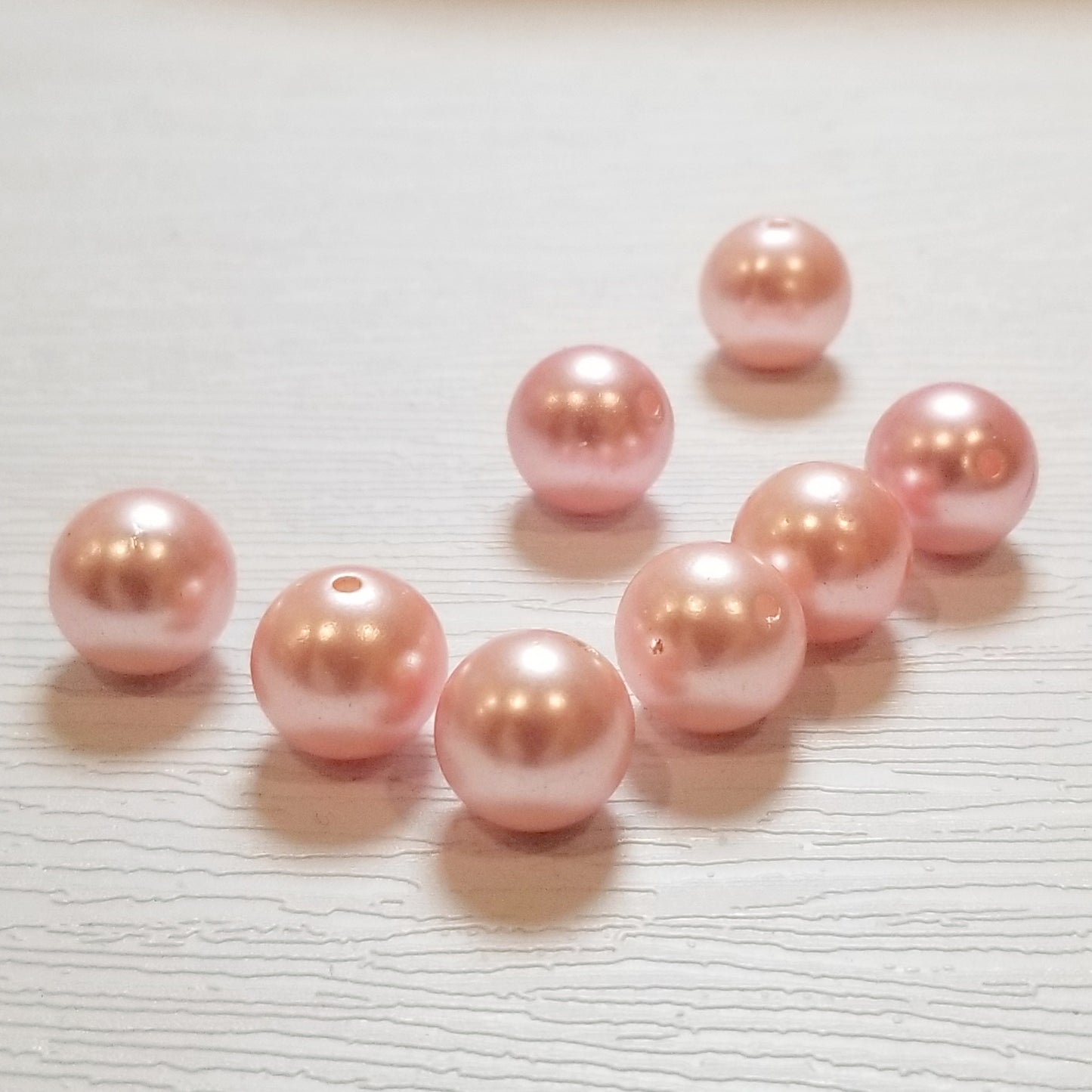 12mm Pastel Piggy Pink Vintage Pearl Plastic Round Beads