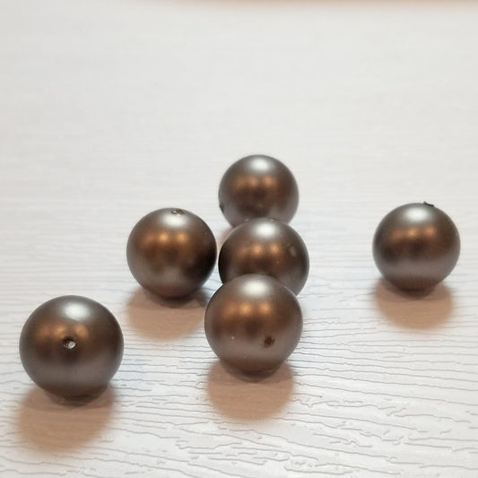 16mm Matte Old Gold Plastic Round Vintage Pearl Beads