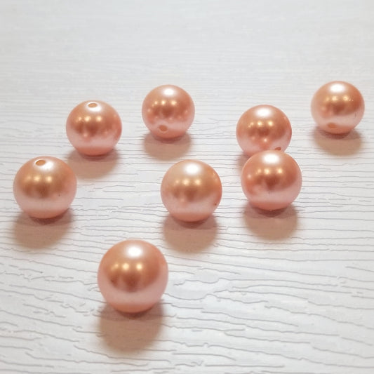 12mm Pastel Peach Vintage Pearl Plastic Round Beads