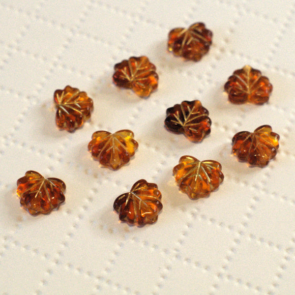 Cider Glaze Amber Acrylic Maple Leaf Beads