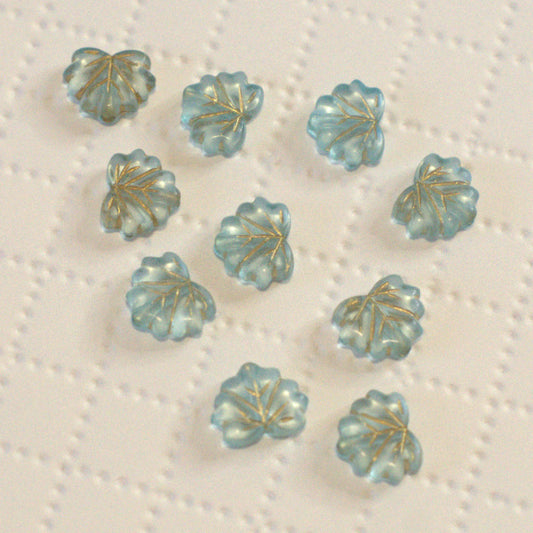 Wintermint Leaves, Frosted Blue Acrylic Maple Leaf Beads