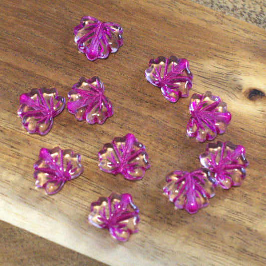 Grape Soda Glam Clear Maple Leaf Beads with Purple Detail