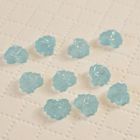 Frosted Dew Opal Blue Acrylic Maple Leaf Beads
