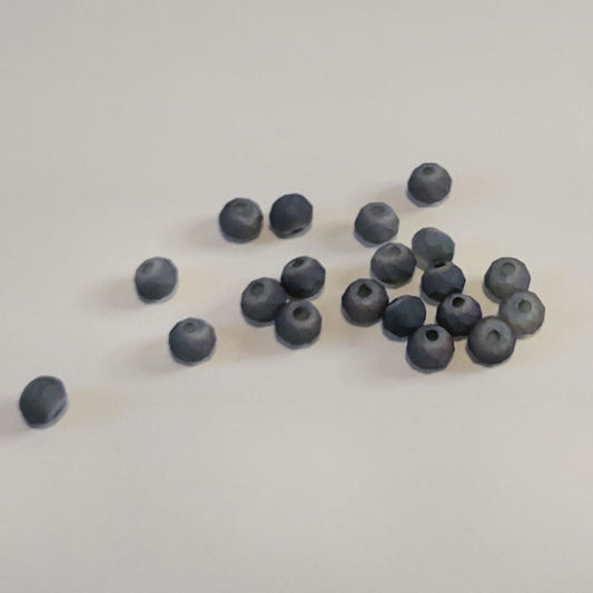 4mm Matte Faceted Glass Rondelle Beads, Smoky Gray, 20 pc