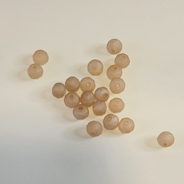 4mm Matte Faceted Glass Rondelle Beads, Soft Peach, 20 pc