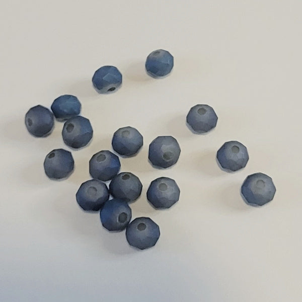 4mm Matte Faceted Glass Rondelle Beads, Denim Blue, 20 pc