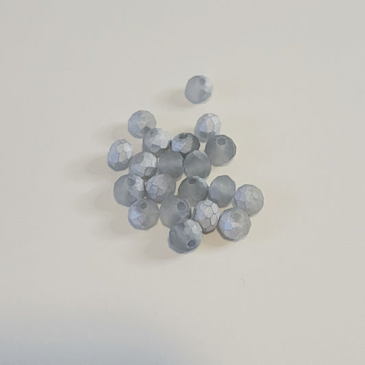 4mm Matte Faceted Glass Rondelle Beads, Silver Gray, 20 pc