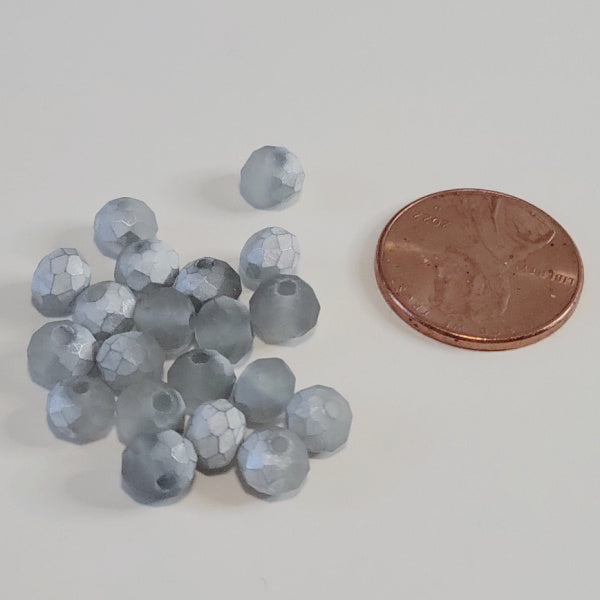 4mm Matte Faceted Glass Rondelle Beads, Silver Gray, 20 pc