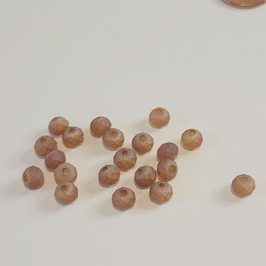 4mm Matte Faceted Glass Rondelle Beads, Golden Amber, 20 pc