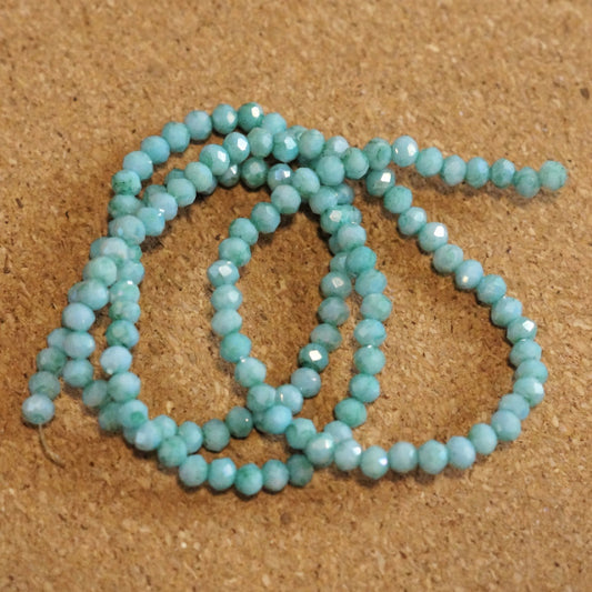 Light Sea Green AB Faceted Glass Rondelle Beads, 6mm