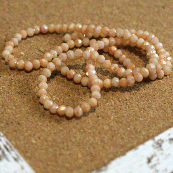 Apricot Champagne AB Faceted Glass Rondelle Beads, 6mm