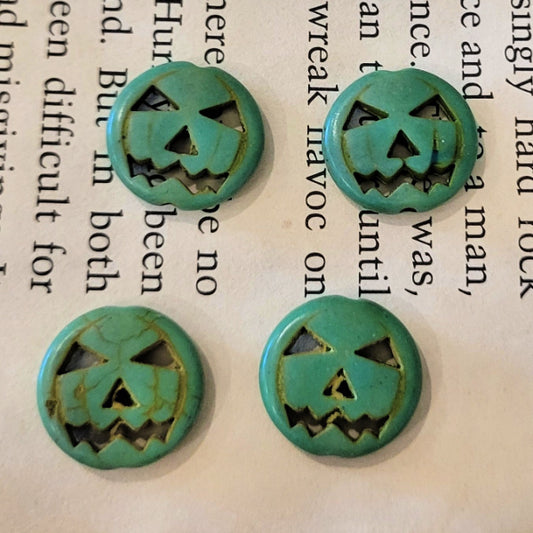 Reconstituted Turquoise Jack-O’-Lantern Pumpkin Beads – Green Turquoise