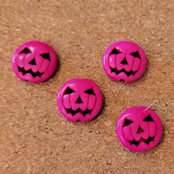 Reconstituted Turquoise Jack-O’-Lantern Pumpkin Beads – Magenta Pink