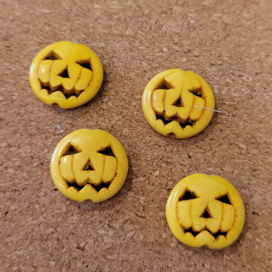 Reconstituted Turquoise Jack-O’-Lantern Pumpkin Beads – Yellow, 15mm