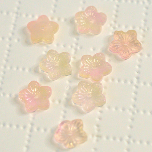 Pink Lemonade Premium Pressed Glass Star Flower Beads, 12x13mm