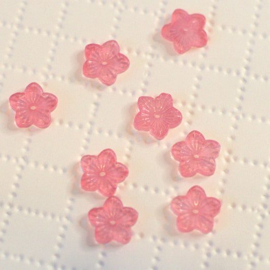 Milky Opal Pink Premium Pressed Glass Star Flower Beads, 12x13mm
