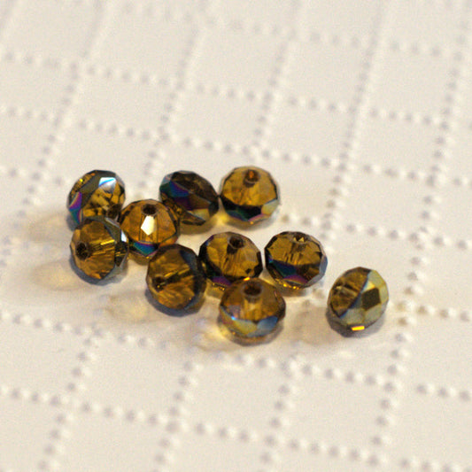 Molten Topaz w/Vitrail Band Premium Faceted Glass Beads