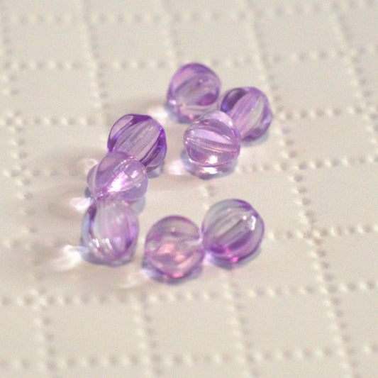 Purple Crystal Two Tone Premium Glass Lantern Beads, 8mm