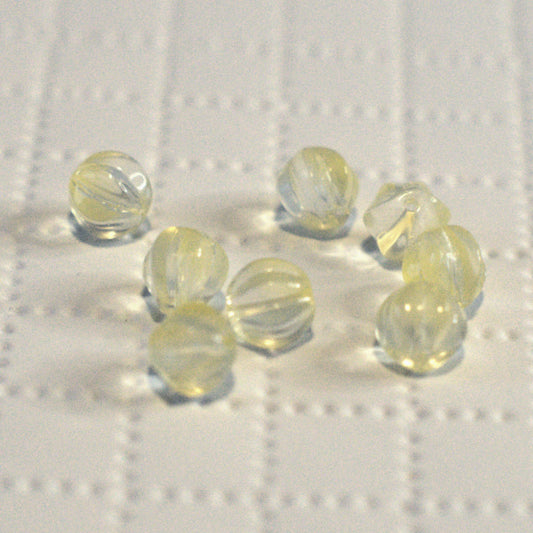 Yellow & Clear Two Tone Premium Glass Lantern Beads, 8mm