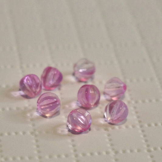 Pink & Clear Two Tone Premium Glass Lantern Beads, 8mm