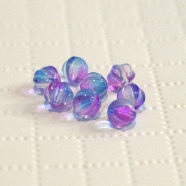 Purple Blue Two Tone Premium Glass Lantern Beads, 8mm