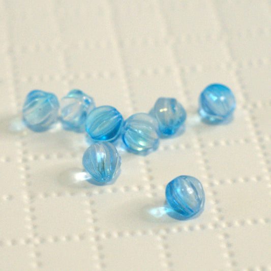 Blue & Clear Two Tone Premium Glass Lantern Beads, 8mm