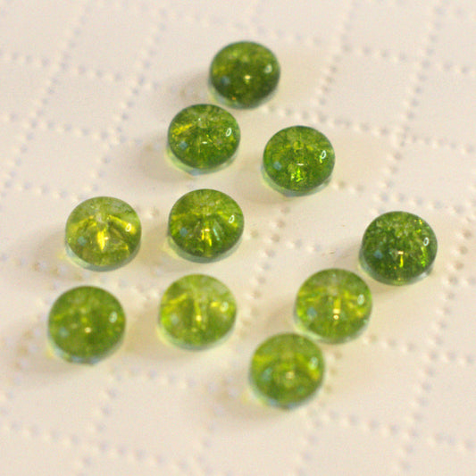 Premium Glass Rondelle Beads – Quartz-Look – Green - 6x10mm