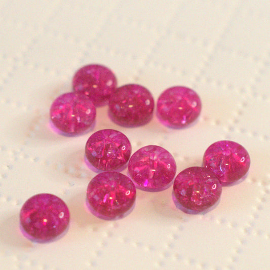 Premium Glass Rondelle Beads – Quartz-Look – Hot Pink - 6x10mm