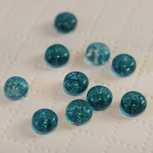 Premium Glass Rondelle Beads – Quartz-Look – Teal - 6x10mm