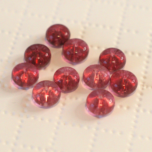 Premium Glass Rondelle Beads – Quartz-Look – Red - 6x10mm