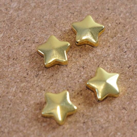 Gold Metallic Puffy Star Beads, Premium Glass, 13mm