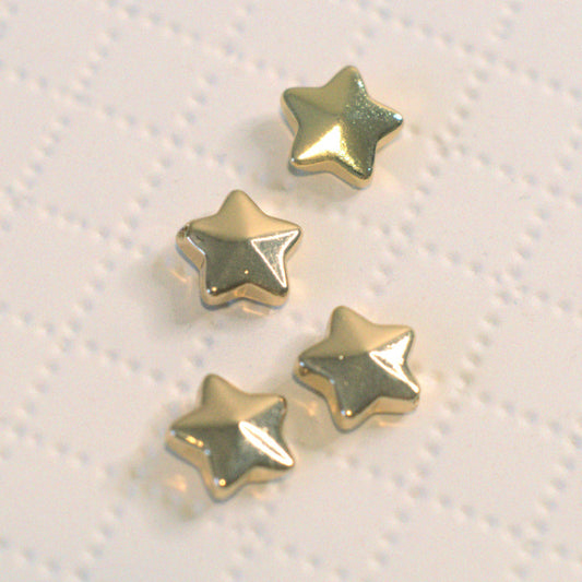 Champagne Metallic Puffy Star Beads, Premium Glass, 13mm