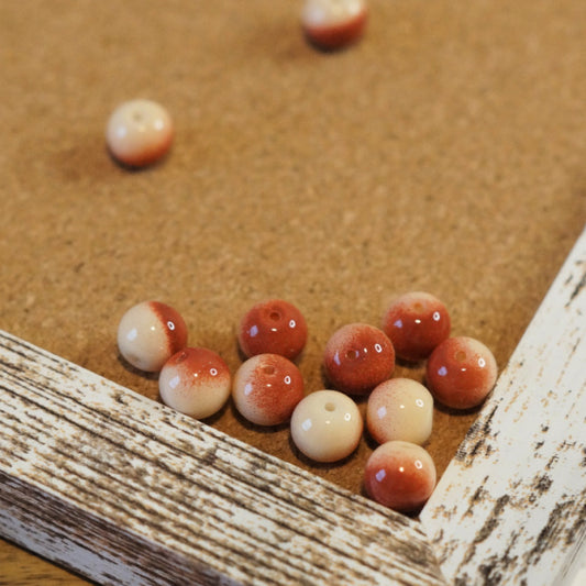 Glass Round Beads – Ceramic-Look Two Tone Brown Ivory – 10mm