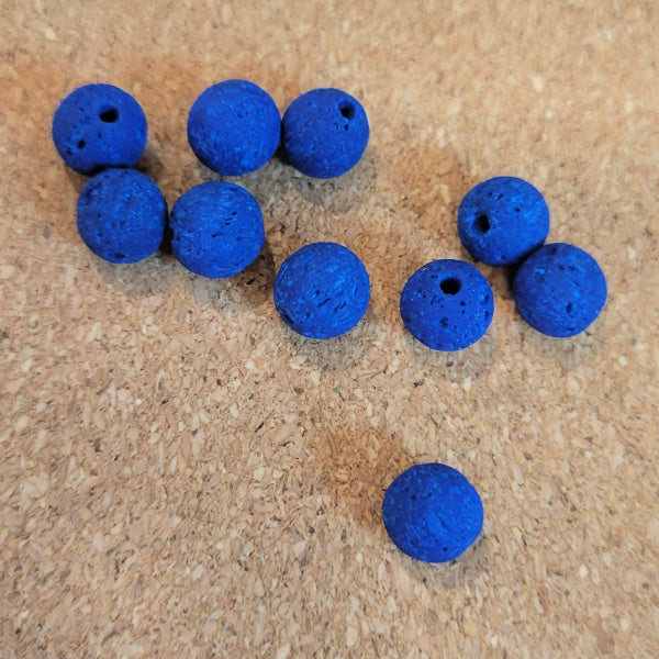 6mm Dyed Lava Stone Round Beads - Navy Blue