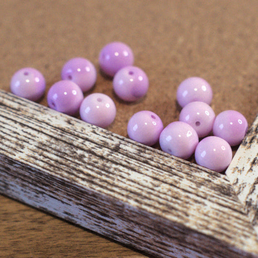 Retro Glossy 10mm Two-Tone Porcelain-Look Round Beads, Lavender
