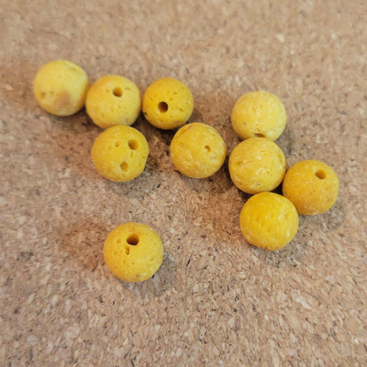 6mm Dyed Lava Stone Round Beads - Yellow